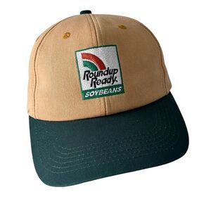 Vintage Roundup Ready Soybeans SnapBack Hat Farming green Brown Cap